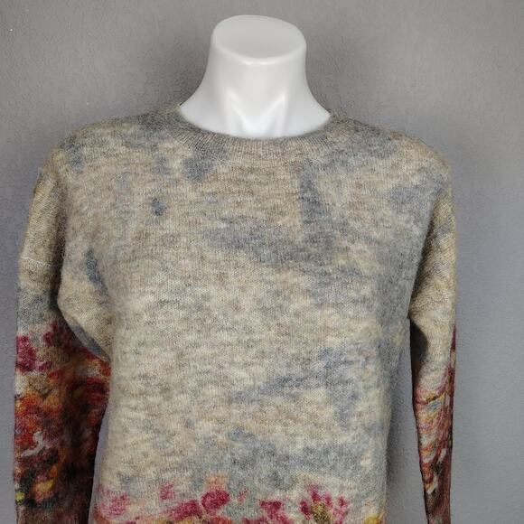 J.Crew Collection Alpaca–Merino Watercolor Floral Oversized Tunic Sweater NWT S - Picture 11 of 16